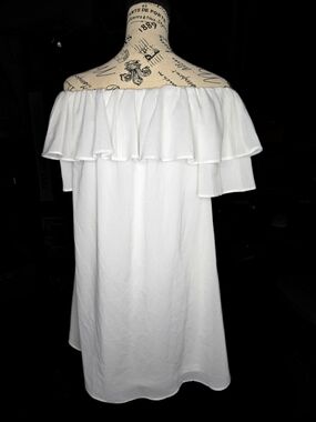 Off-Shoulder Ruffle Midi Dress - White